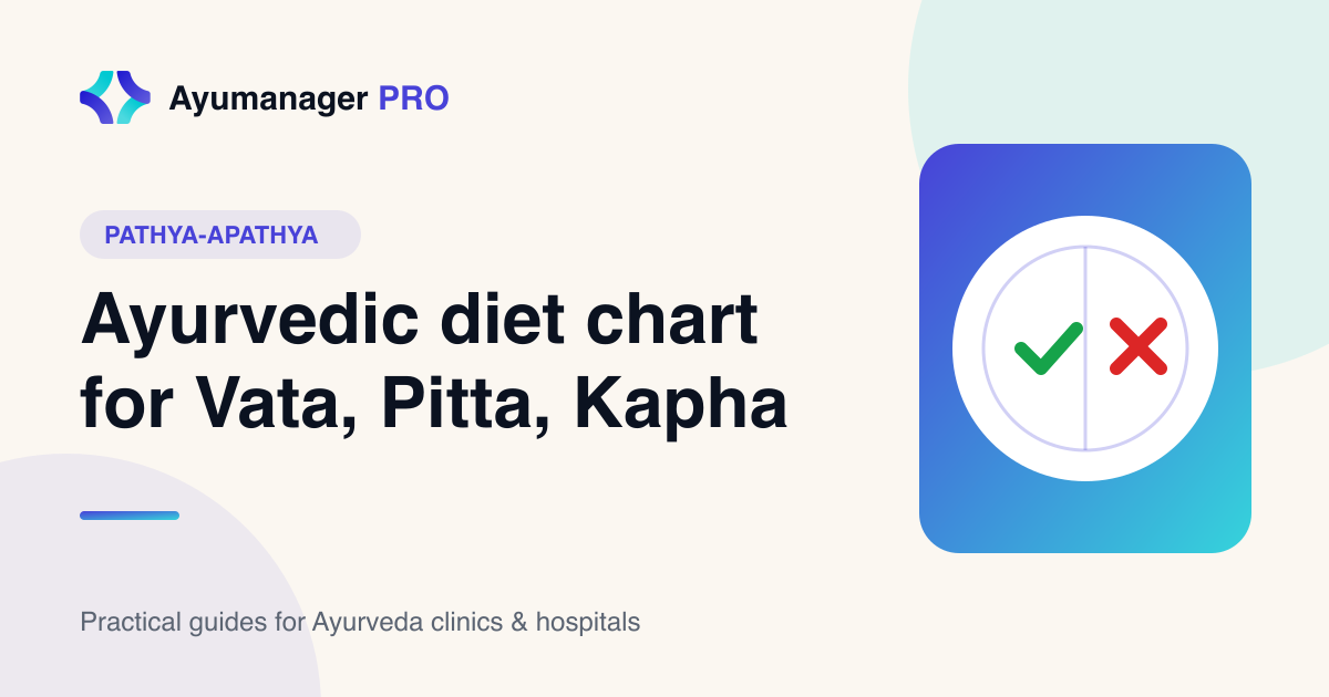 Ayurvedic diet chart for Vata, Pitta and Kapha with Pathya and Apathya foods - Ayumanager PRO